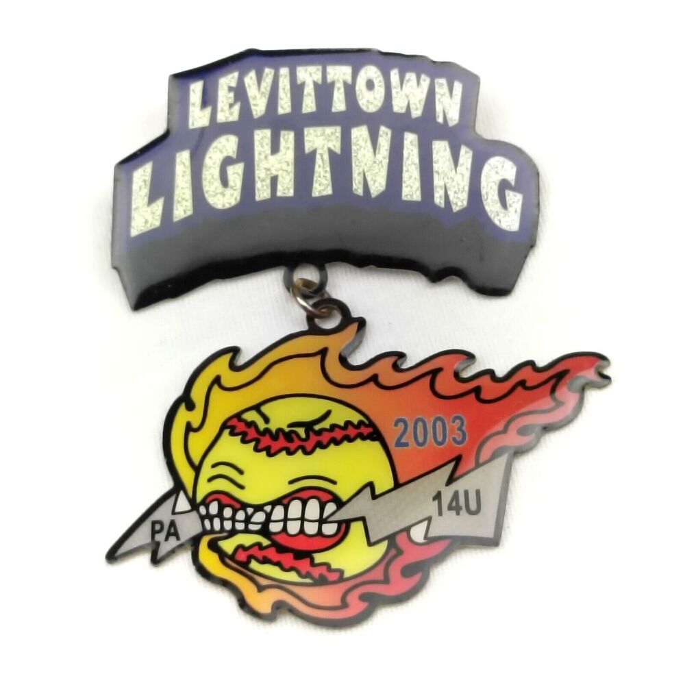 Levittown Lightning 14U 2003 PA Competitive Travel Softball Pin Button Vintage